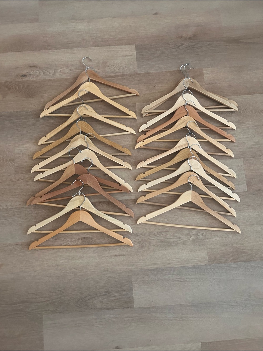 20 Wooden Clothes Hangers Bundle | Natural Wood Suit & Coat Hangers